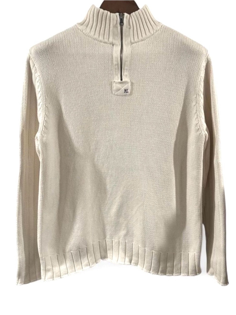 Vintage Y2K Polo Ralph Lauren Cream Quarter-Zip Sweater Size Men’s Large